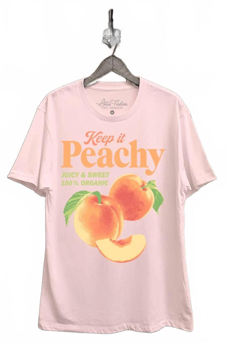 NEW NOBRAND women's keep it peachy graphic top in light pink
